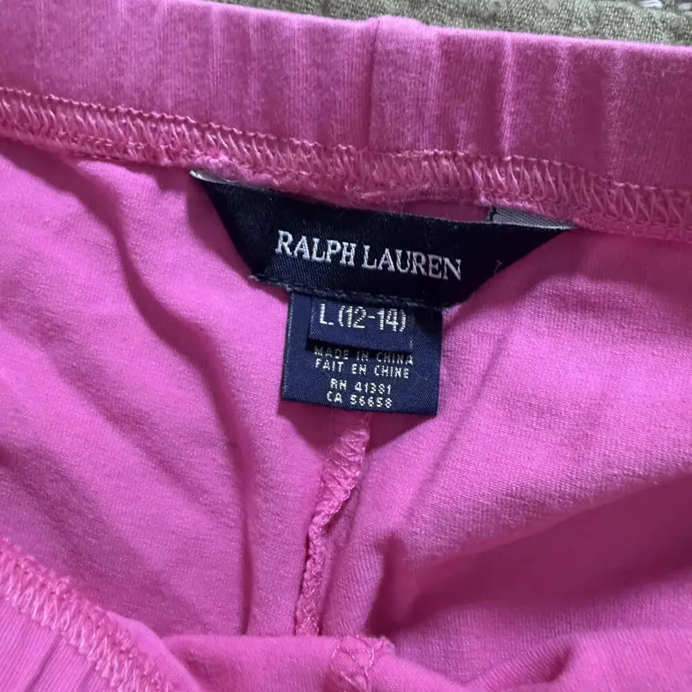 RALPH LAUREN Girls SZ‎ L (12-14) Pink Equestrian pull on Leggings. With Flaw